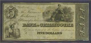 18xx $5 Bank of Chillicothe, Ohio *XRARE* Obsolete Note  