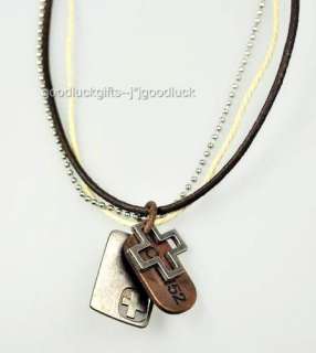 Vintage Leather&Chain CROSS Surfer Necklace Choker  