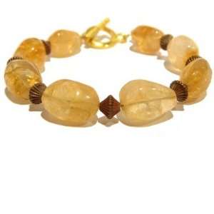 Citrine Bracelet 07 Clasp Yellow Nugget Copper Toggle Stone Crystal 7 