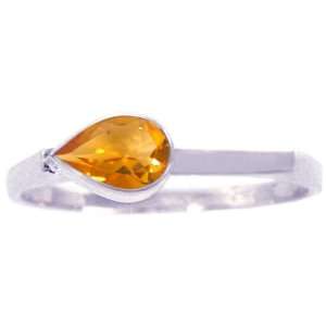   Gold Pear Gemstone Stackable Ring Citrine, size6 diViene Jewelry