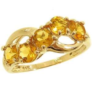   Gold Round Gemstone Infinity Ring Citrine, size6.5 diViene Jewelry
