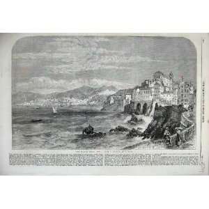  1859 War Italy Genoa Town Sailing Yacht Sea Rocks Print 