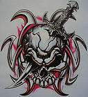 biker skull with dagger in skull shirt 