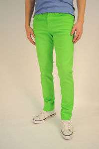 Lime green (neon) skinny denim jeans , made in USA  