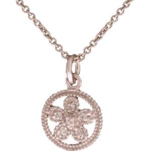   Small Double Sided Circle Pendant with Flower in the Center and CZ