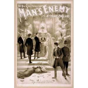  Poster The big scenic production, Mans enemy by Chas. A 