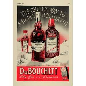  1937 Ad DuBouchett Sloe Gin Many Blanc Christmas Brandy 