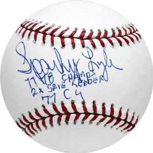  Sparky Lyle Autographed Baseball with 77 78 Champs, 2x 