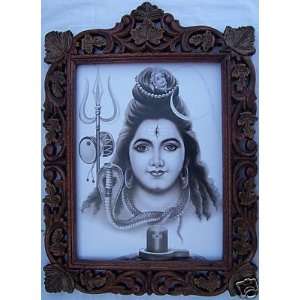 God Shiva in Shivling, Poster Pic in Wood Frame 