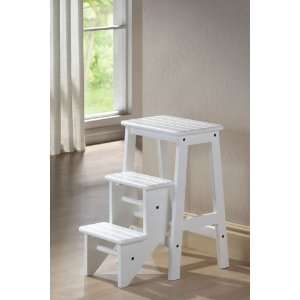  Step Stool with Self Storing Step in White Finish