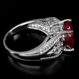 DELIGHTFUL TOP AAA BLOOD RED RUBY 925 SILVER RING SIZE 6.75  