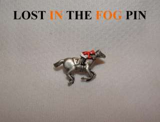NEW LOST IN THE FOG HAND PAINTED HORSE RACING JOCKEY SILKS PIN  