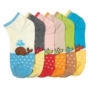  HS Women Fashion Socks Whale Design (size 6 8) 6 Colors 6 