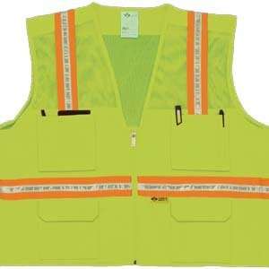   Vest, Color Lime Yellow, Mesh Panels for Ventilation, Multi pockets
