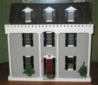 Gray Clapboard Colonial Style 7 Room Dollhouse   Estate  