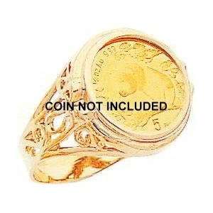  14K Gold 1/20oz Panda Coin Ring Sz 6 Jewelry