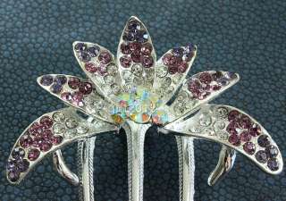 Brilliant lotus flower hair claw swarovski crystal gift  
