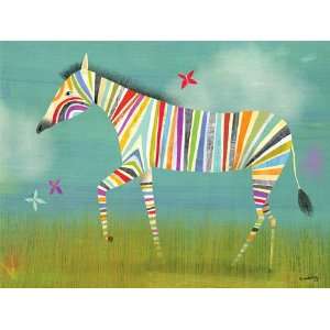  Rainbow Zebra Canvas Reproduction