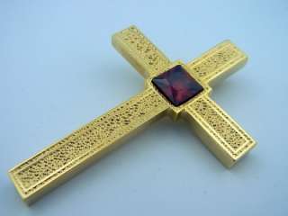 Bishop Clergy Vestment Pectoral Cross Gold Ruby Gem  