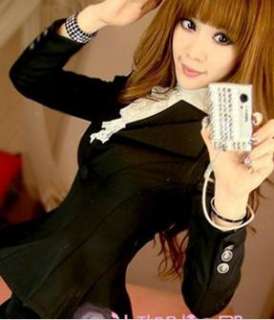 wholesale Korean Style Shrug Shoulder Bubble Sleeve Coat Black
