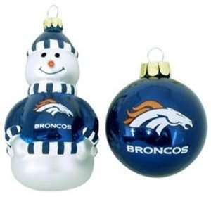  Denver Broncos NFL Blown Glass Ornament Set (Quantity of 1 