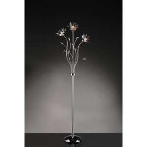  Colorful Crystal Floral Floor Lamp in Brushed Metal Finish 