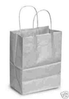 250 KRAFT PAPER BAGS SHOPPING RETAIL GIFT WHITE 8X5X10  