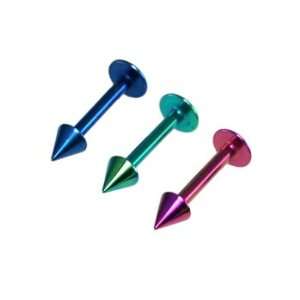  316L Surgical Stainless Steel Green Colorline Labret with 