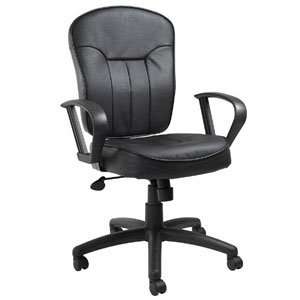  Boss Black Leather Task Chair with Loop Arms