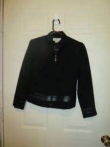 Shomi petite sz.4 blk lined jacket w/leather like trim  