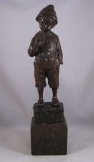 Antique Schmidt Felling bronze sculpture boy cigarette  