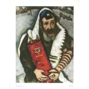  Rabbi with Thora Etching by Marc Chagall. Best Quality Art 