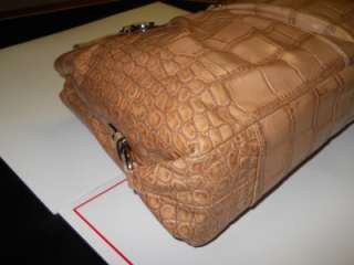 NEW AUTH Coach Ashley Camel Embossed Exotic Croc Carryall Handbag 