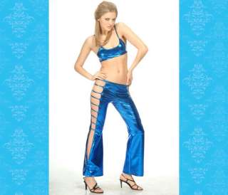 Cobalt Blue Liquid Metal Clubwear Pant & Bra Set 1 sz  