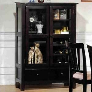   Curio China Cabinet with Wine Rack Rich Cappuccino