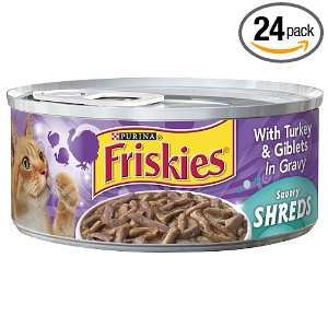 Friskies Savory Shreds Cat Food with Turkey and Giblets In Gravy, 5.50 