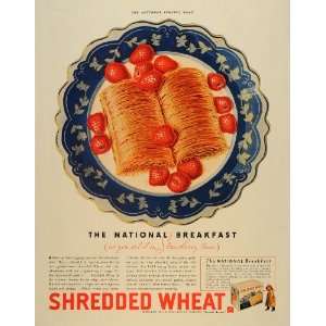 1935 Ad Shredded Wheat Uneeda Baker Strawberries   Original Print Ad