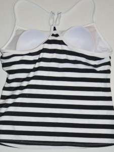   Swimsuit Black Cami Racerback White Stripe 6 to 18 + TOP Only +  