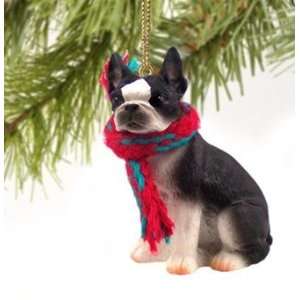  Christmas Tree Ornament   Boston Terrier with Scarf 