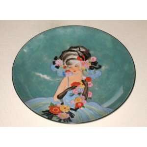   PLATE HANDPAINTED LADY IN GOWN ACCESSORIZED WITH FLOWERS by NORITAKE