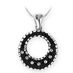 Ashley Arthur .925 Silver Black & White Crystal Circle Pendant. Made 