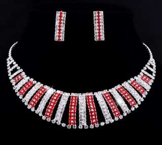 free 6color choker bridal womens Necklace Earring Set silver 