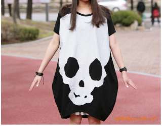 USD N 86 Korean Cartoon Character Skull Printed Short sleeved T shirt 