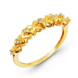  14k Yellow Gold XOXO Promise 0.06 Round Diamond Ring 