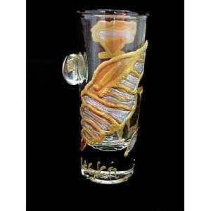Sea Shell Shimmer Design   Hand Painted   Collectible Shooter Glass 