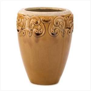  Caramel Finish Ceramic Florence Vine Vase Home Accent 