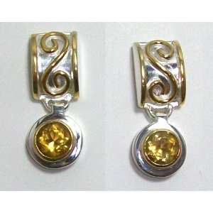 Sterling Silver and 22K Gold Vermeil Post Earring with Golden Citrine 