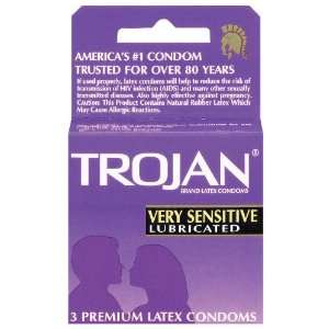  Trojan Very Sensitive Lubricated 3 Pack   Retail Box 