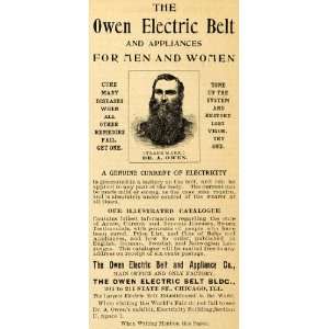  1893 Ad Owen Electric Current Belt Cures Diseases Medical 