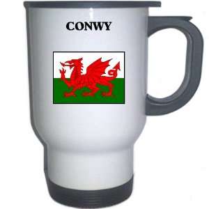  Wales   CONWY White Stainless Steel Mug 